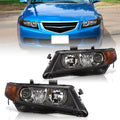 Acura TSX 2004-2008 Factory Style Headlights Black Housing Clear Len Amber Reflector