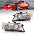 Acura TSX 2004-2008 Factory Style Headlights Chrome Housing Clear Len Amber Reflector