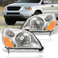 HONDA Pilot 2003-2005 Headlight Chrome Housing Clear Lens Amber Reflector