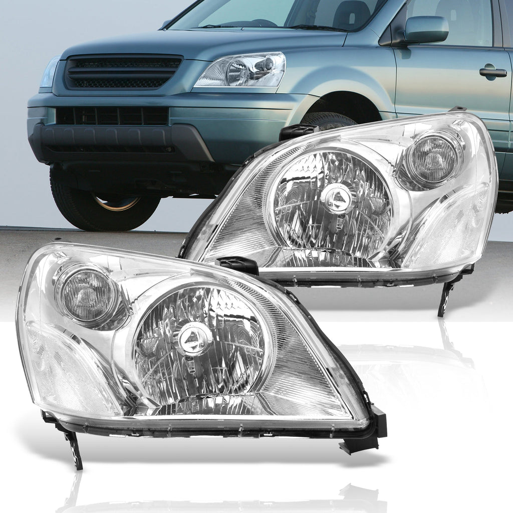 HONDA Pilot 2003-2005 Headlight Chrome Housing Clear Lens Reflector