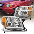 HONDA Pilot 2006-2008 Headlight Chrome Housing Clear Lens Amber Reflector