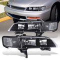 Honda Accord 1994-1997 Factory Style Headlights + Corners Black Housing Clear Len Clear Reflector