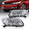 Honda Civic Sedan 2012-2015 / Honda Civic Coupe 2012-2013 Factory Style Headlights Chrome Housing Clear Len Clear Reflector