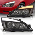 Honda Accord 2003-2007 LED DRL Bar Factory Style Headlights Black Housing Clear Len Clear Reflector