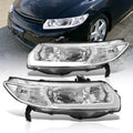 Honda Civic Coupe 2006-2011 LED DRL Bar Factory Style Headlights Chrome Housing Clear Len Clear Reflector
