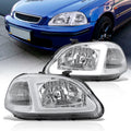 Honda Civic 1996-1998 LED DRL Bar Factory Style Headlights Chrome Housing Clear Len Clear Reflector